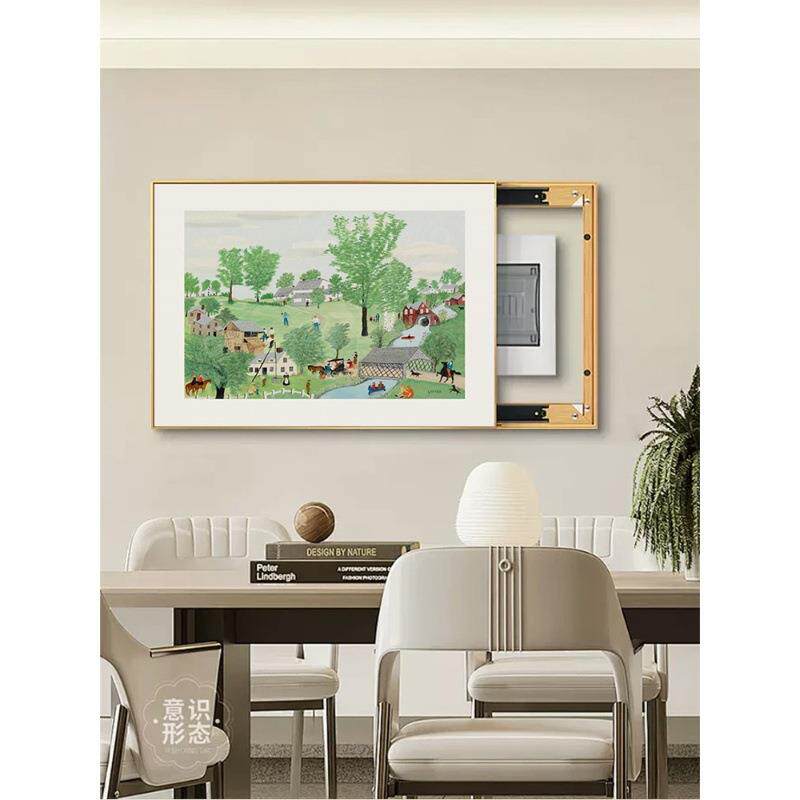现代轻奢国风装饰画电表箱开关遮挡总闸电源餐厅壁画电表箱挂画