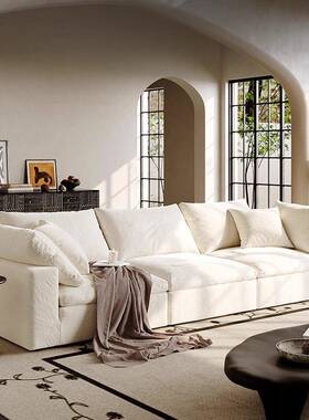 厂家直销布艺沙发可拆洗羽绒乳胶慵懒风高端直排白色Cloud云沙发