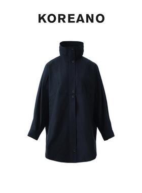 柯利亚诺春秋专柜同款黑色连袖廓形中长款风衣FW5372(JUN) ￥3880
