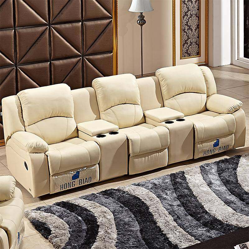 影音室真皮沙发私人别墅家庭影院组合多功能电动观影沙发奶油风