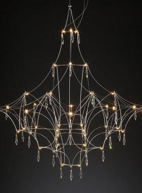 后现代时尚光立方异型客厅灯不锈钢LED样板间萤火虫装饰餐厅吊灯