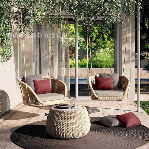 阳台悬挂吊篮网红户外北欧秋千摇椅庭院别墅单人藤编鸟巢落地休闲