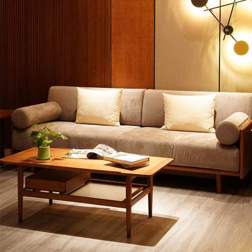 北欧简约现代小户型客厅双人出租房卧室公寓茶几组合三人布艺沙发