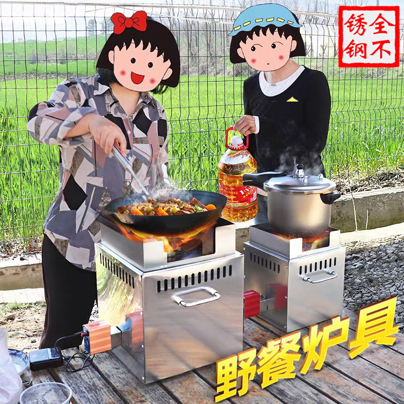 不锈钢柴火炉无烟气化柴火炉无烟炉家用户外炉子柴火灶露营柴火炉