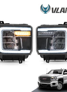 vland适用于GMCSlERRA15002014-2018改装大灯总成led流光转向灯