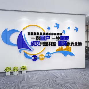 企业文化墙布置公司励志标语执行团队贴纸办公室会议室3d立体墙贴