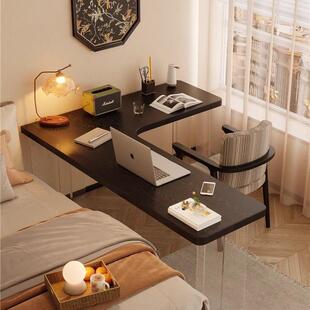 力角书桌家用黑色电克脑桌EIK卧室亚实木拐转角工作台l型办公桌