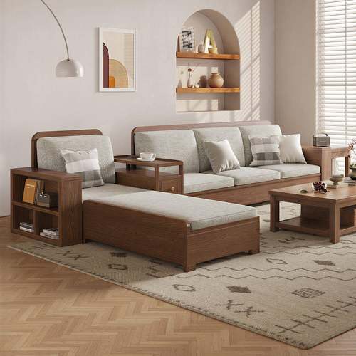 2小0蜡5新款白木实木沙发组合简约风客厅大2户型冬夏两fd-3用储物