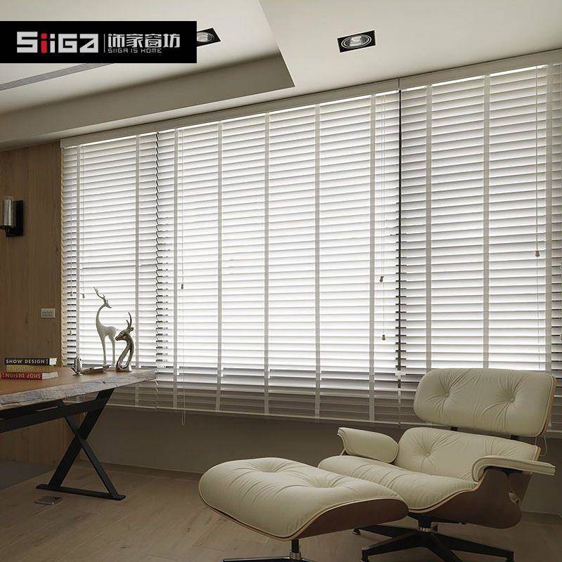 椴木遮百实木叶窗帘遮光卧室书房卫生间水竹TTT帘全卷帘家用免防