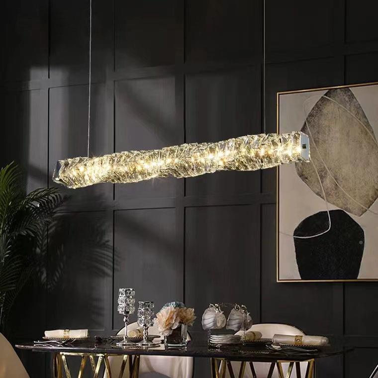 现吊代简约餐SM-D0526厅一字长条水晶吊灯轻奢饭桌吧台后式设计师