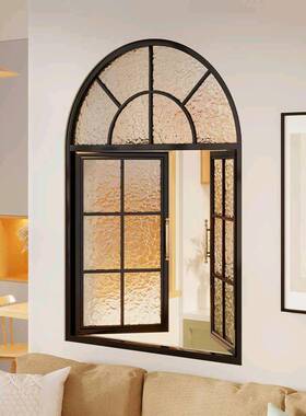 拱形玻璃窗双开窗户室内窗户型造拱形隔法式古门sj34563窗对开复