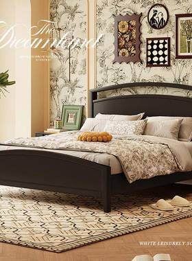 米气尔箱高斯美式床端主卧大床压高储YFWJ-W28物床黑色家用1米5的