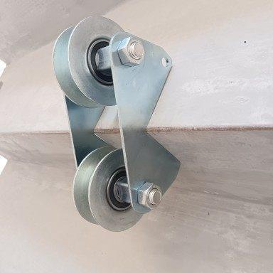 高作业517手动滑收轮绳器省力器护绳轮空绳放绳卡墙角收绳器