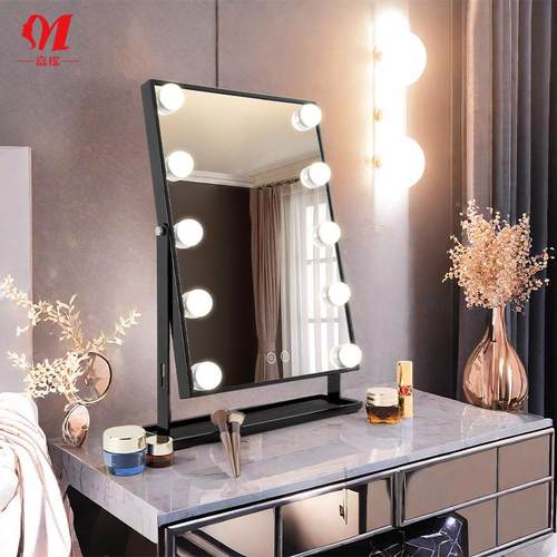 嘉瑶好莱坞784d灯泡镜子e球泡台l式桌大面化妆镜网红直播化妆间家