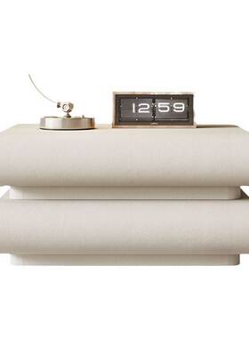 意式风白色极简皮质床边收纳爆款卧室家用网红奶油储物实木床头柜