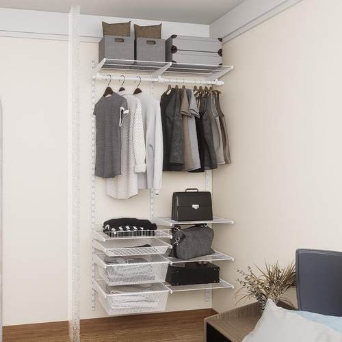 开式衣帽间墙JZO上放式简易金属衣壁挂卧室挂衣架金柜属置物架衣