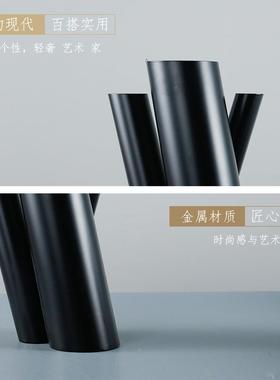 欧式家居现代极简约线板条型黑色造异形WPE花瓶样房客关厅书房玄