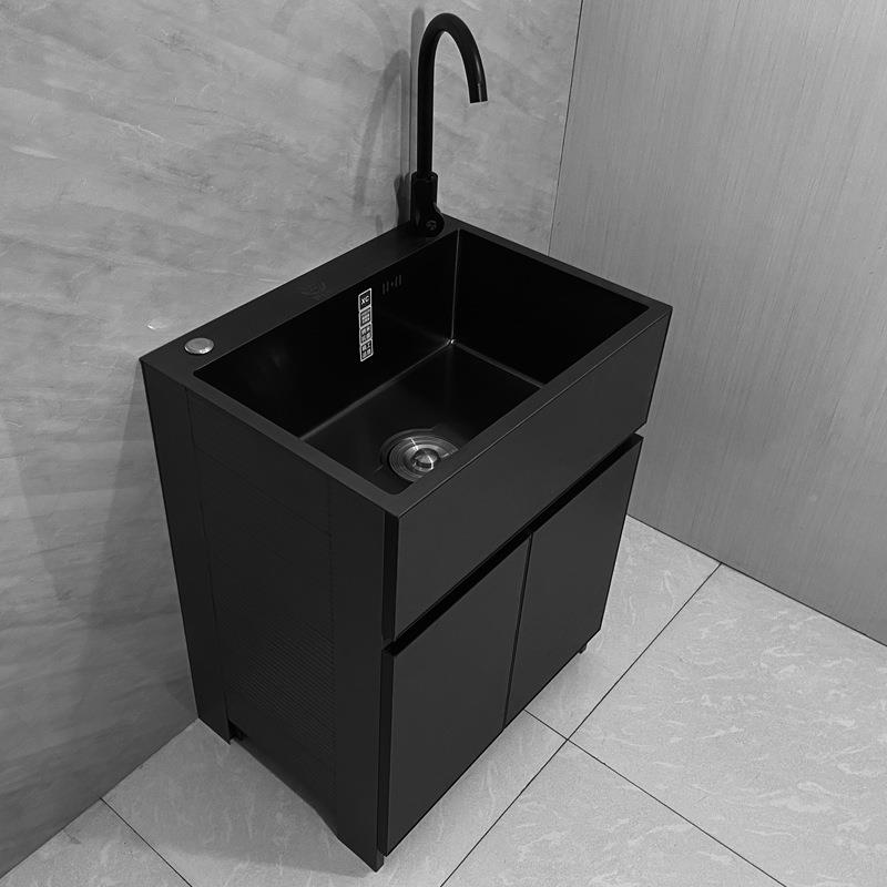 5ZW不305304铝锈钢洗衣池地阳台太空洗衣柜落洗手池一体轻奢户