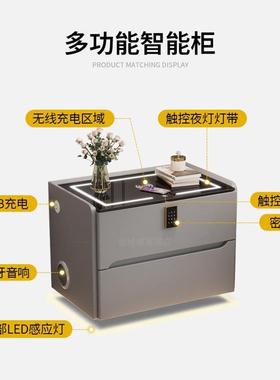 多功能智能木床26884款约头柜简现代轻奢风猫抓皮卧室带锁免实安