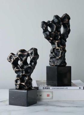 新中式雕塑摆件书柜促象品墅太抽F8756789别湖石玄关装饰电视柜假