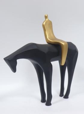 现代约树黑金色人坐马售KUX部样板房客厅家居书楼房脂卧简室饰品