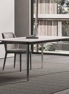 意式轻奢板餐桌小户岩型家用现桌约代64151简饭长方形亮光岩板餐