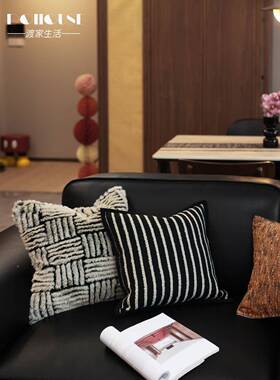 家渡设计款轻师奢靠垫发FS758733搭配客厅黑色皮沙抱枕床头靠垫别