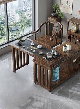 中式实木旋茶桌阳台家用小转型户PXJ茶桌茶新台桌椅组合泡茶客厅