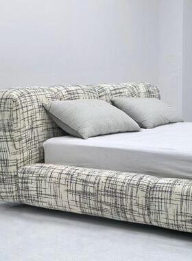 意式款KPT极简设计师高端双布艺床主卧.8米现代极简1灰色棉麻人床