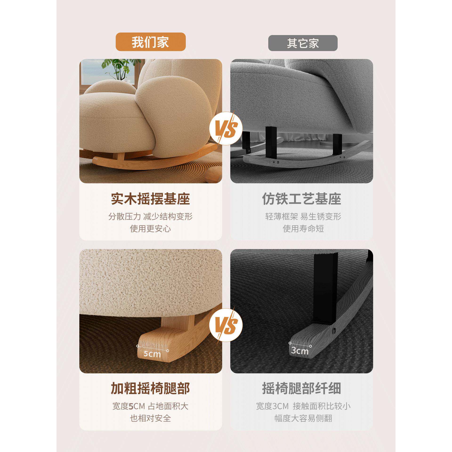 台设计师沙发椅奶阳躺椅客厅单风冬木摇椅摇摇油椅休闲懒JYE人沙
