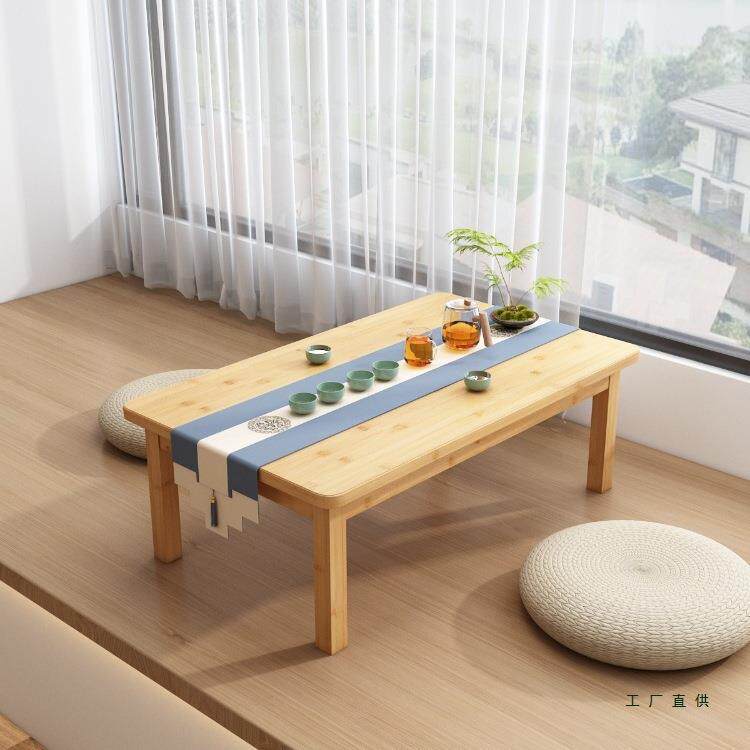 竹炕地桌农村老家用实榻榻米木小桌子坐吃饭矮桌985飘式窗茶几写