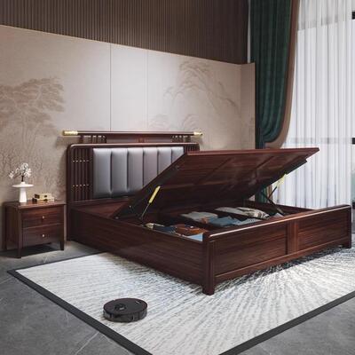 中米式实木乌金木双人床主卧婚床1.81床.5大床现代大气89701卧新