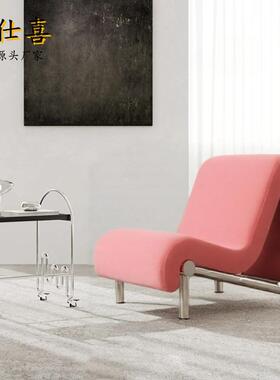 现EBA休代简约曲线椅闲椅轻奢阳台中古人风懒躺设计师单人沙发椅