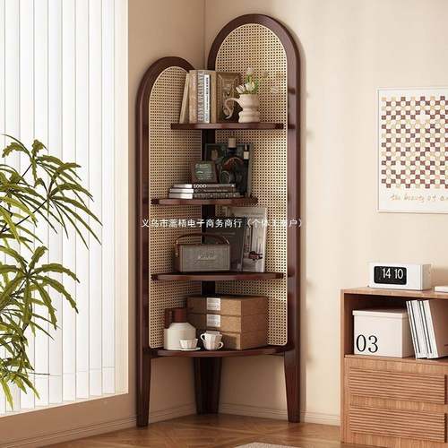 收纳柜柜子边餐落墙客厅三角拐角JOH实木储物地柜角转角置厅物架