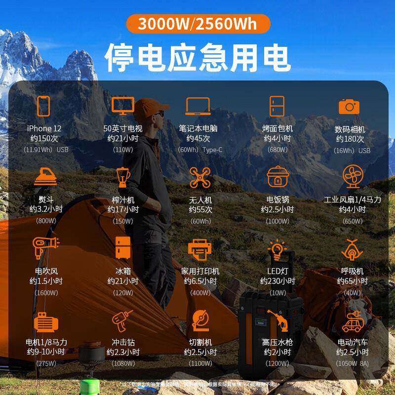 户外电22源0v磷AKT酸铁锂新源房应急电源户外能3000W2车560wh