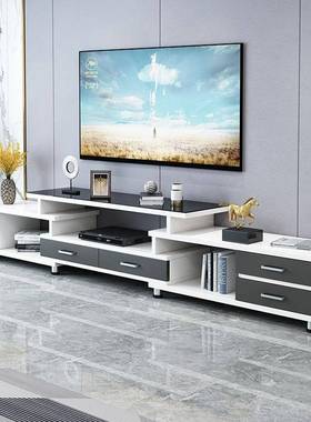 电视组柜现代简约户型钢化玻璃几电视茶柜OIQ合客厅伸缩小家用