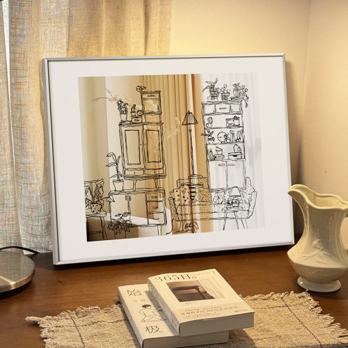 镜子客厅装饰画镜面餐厅挂画饭厅卧室床头画主卧桌面摆画2025新款