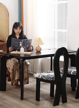 式中法F5966古风餐桌椅子实木餐椅用设计师人鱼钥匙化椅妆靠背椅