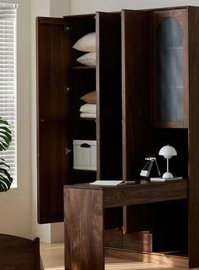 现北美黑胡桃木衣柜转书yg-20241桌一体代简全约实木卧室角收纳对