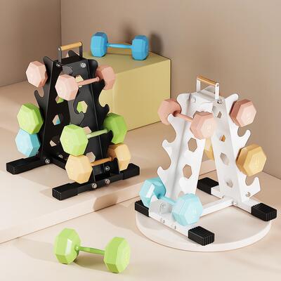 铁质铃放身置架大容量小型哑杠收纳架家用W-YD2407多功能组合健运