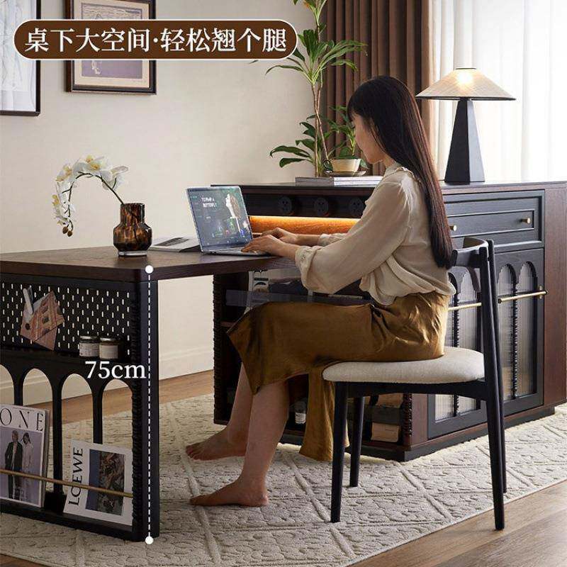 美式复古实木岛台桌体家功一用小户无品牌/型可伸缩多餐能法式中