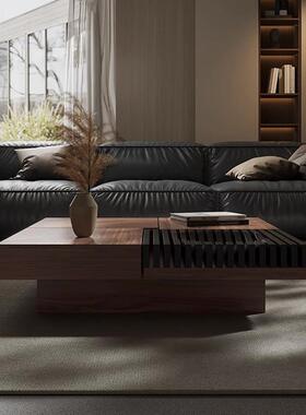 简约现代大创意VZD茶几小户型盘厅家客用烤漆果黑色橡木纹正方形