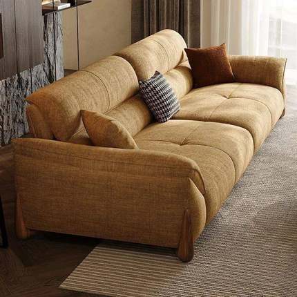 意式奶油风OXY雪现尔发客厅小户型代极沙简高尼靠背直排三人布艺