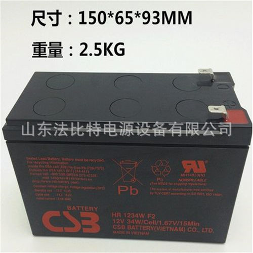 CSB免维护蓄电池HR1234WF2/12V9AH 12V34W风电发电 质保1年