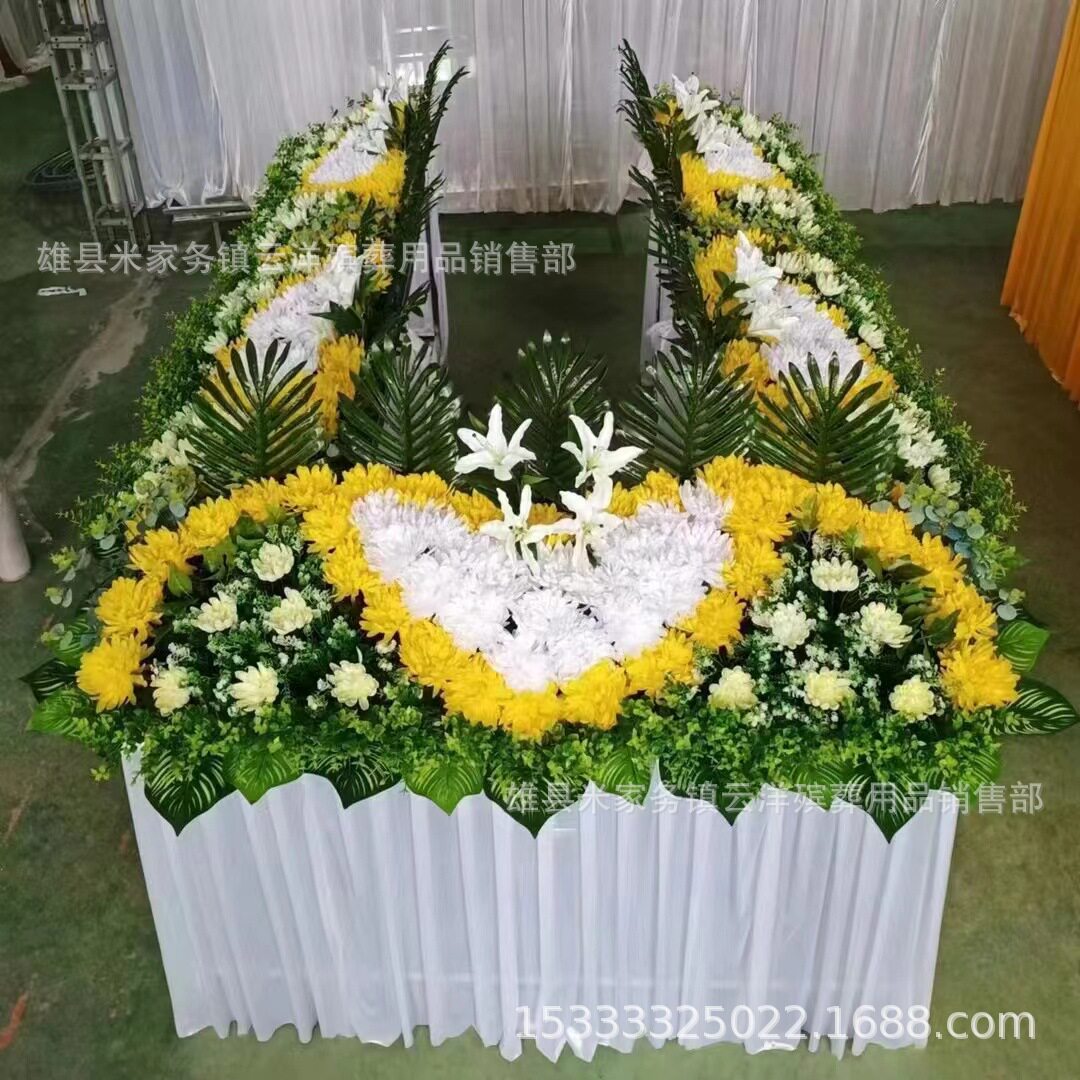 水晶棺围观花 殡仪馆冰棺围观花 祭祀灵堂布置 祭坛花  殡葬用品