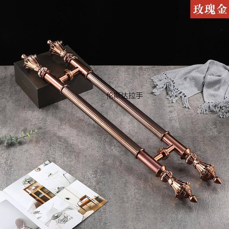 加不锈钢璃门仿古欧式古铜厚色无木玻门框门铁门铝合金推MUN拉门