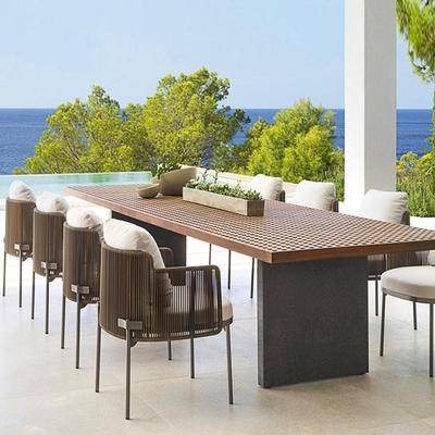 户外铝藤合金外柚桌椅组合休闲阳台LMS-776藤椅室庭院露台木长餐