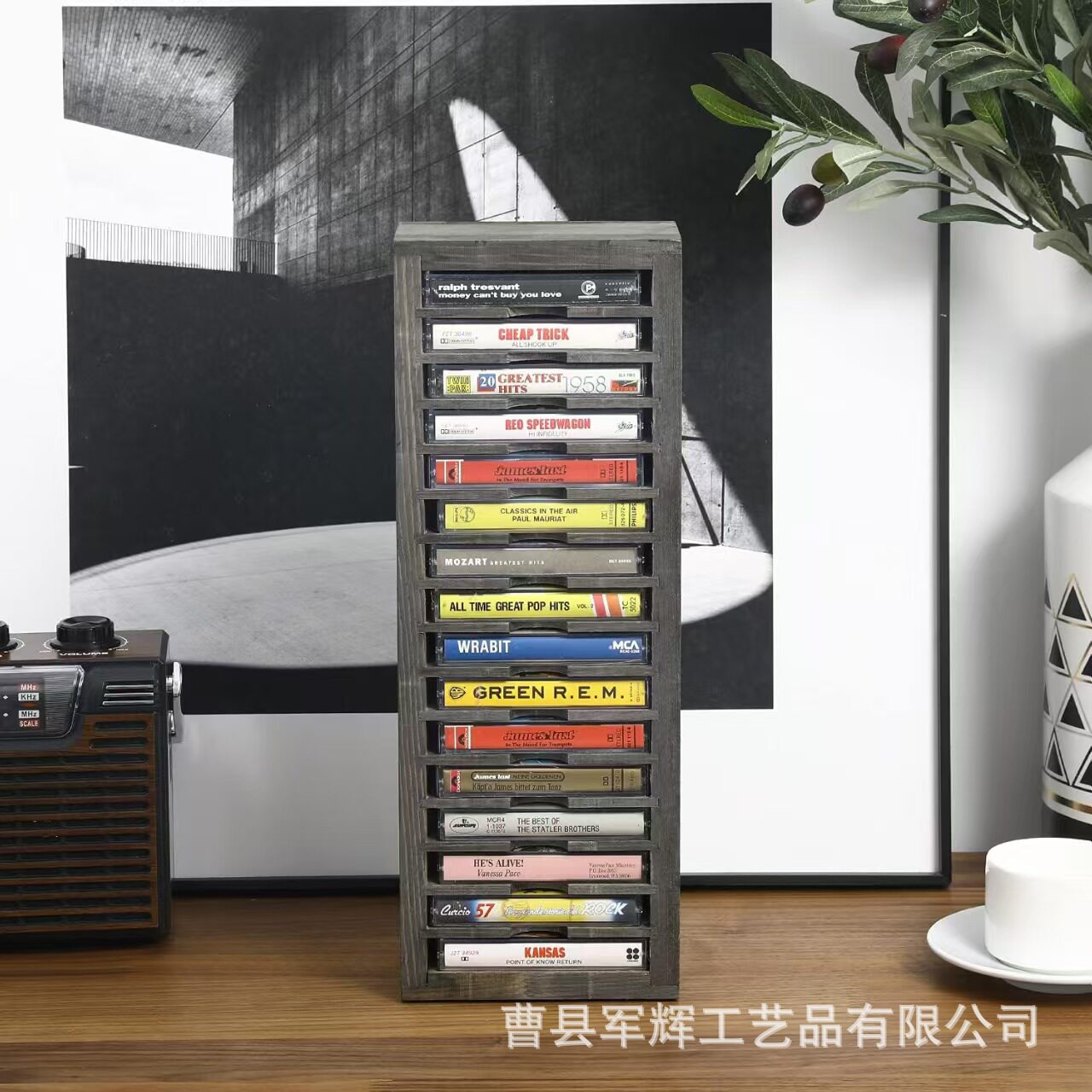 木质多层置物架CD磁带碟片陈列展示架实木家用小人书收纳整理架