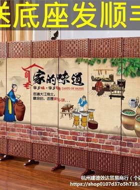 餐厅饭店包间酒店专屏风遮墙折叠移动隔断客厅AL365057挡平风帘简