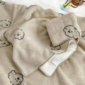 2花04新品 儿童成人珊2瑚绒速干水印毛巾浴吸巾 亲子加大浴巾套br装